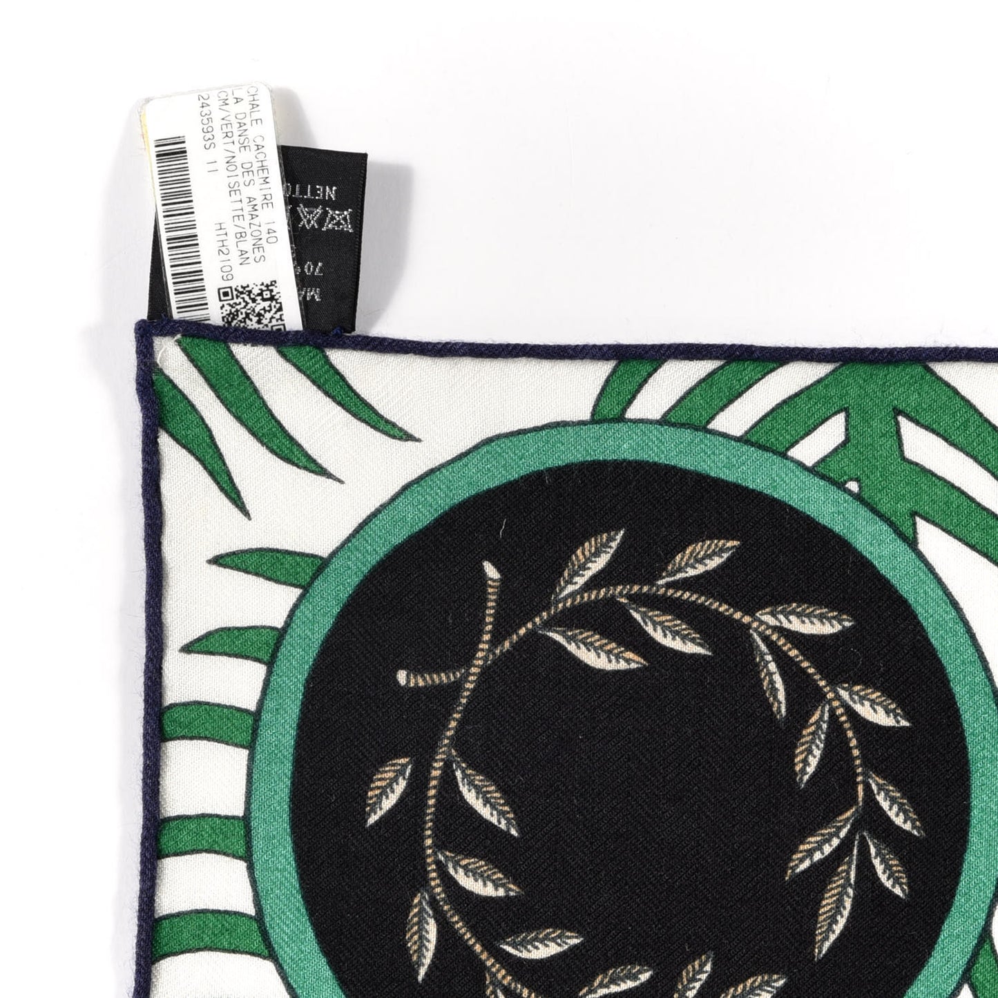 Cashmere Silk La Danse Des Amazones Shawl 140 Vert Noisette White