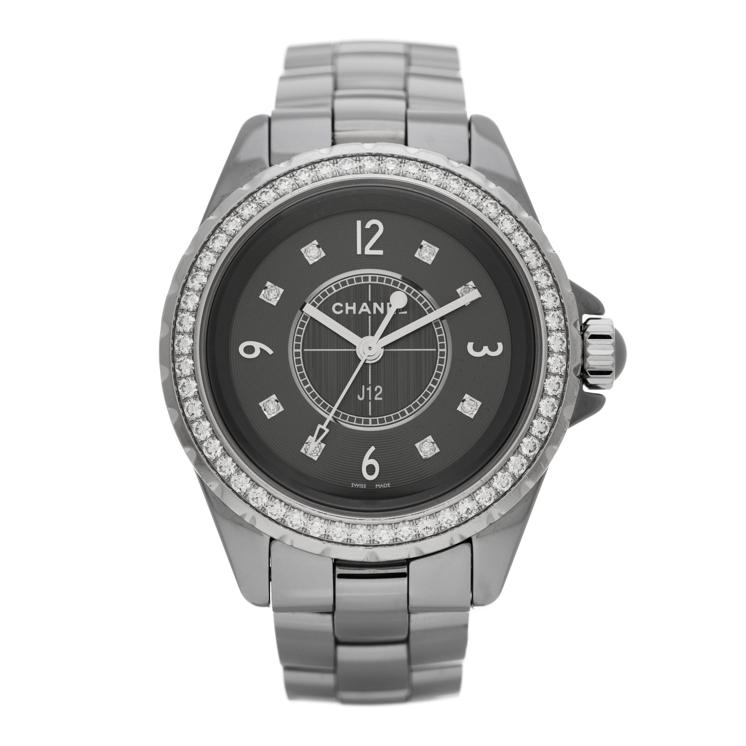 Chanel Titanium Ceramic Diamond Bezel 33mm J12 Quartz Watch 1 of 4