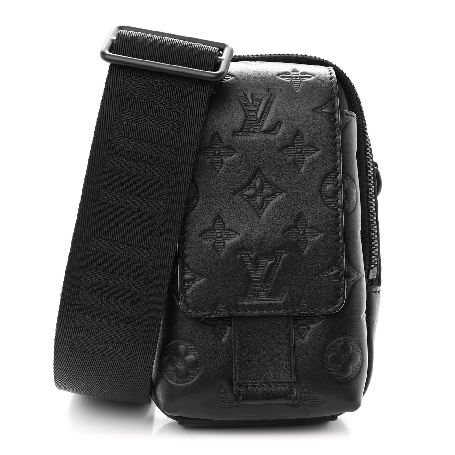 Calfskin Monogram Shadow Double Phone Pouch NM Black