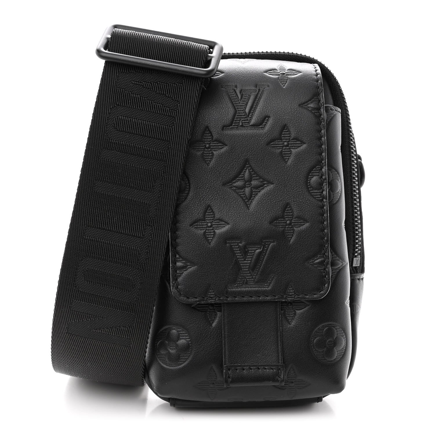 Louis Vuitton Calfskin Monogram Shadow Double Phone Pouch NM Black 1 of 8