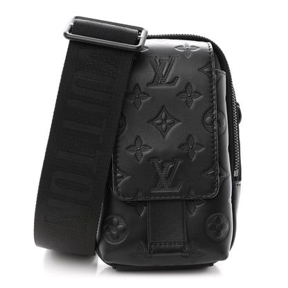 Louis Vuitton Calfskin Monogram Shadow Double Phone Pouch NM Black 1 of 8