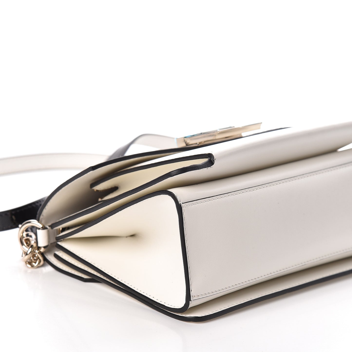 Patent Calfskin Python Embossed Small GV3 Shoulder Bag Black White