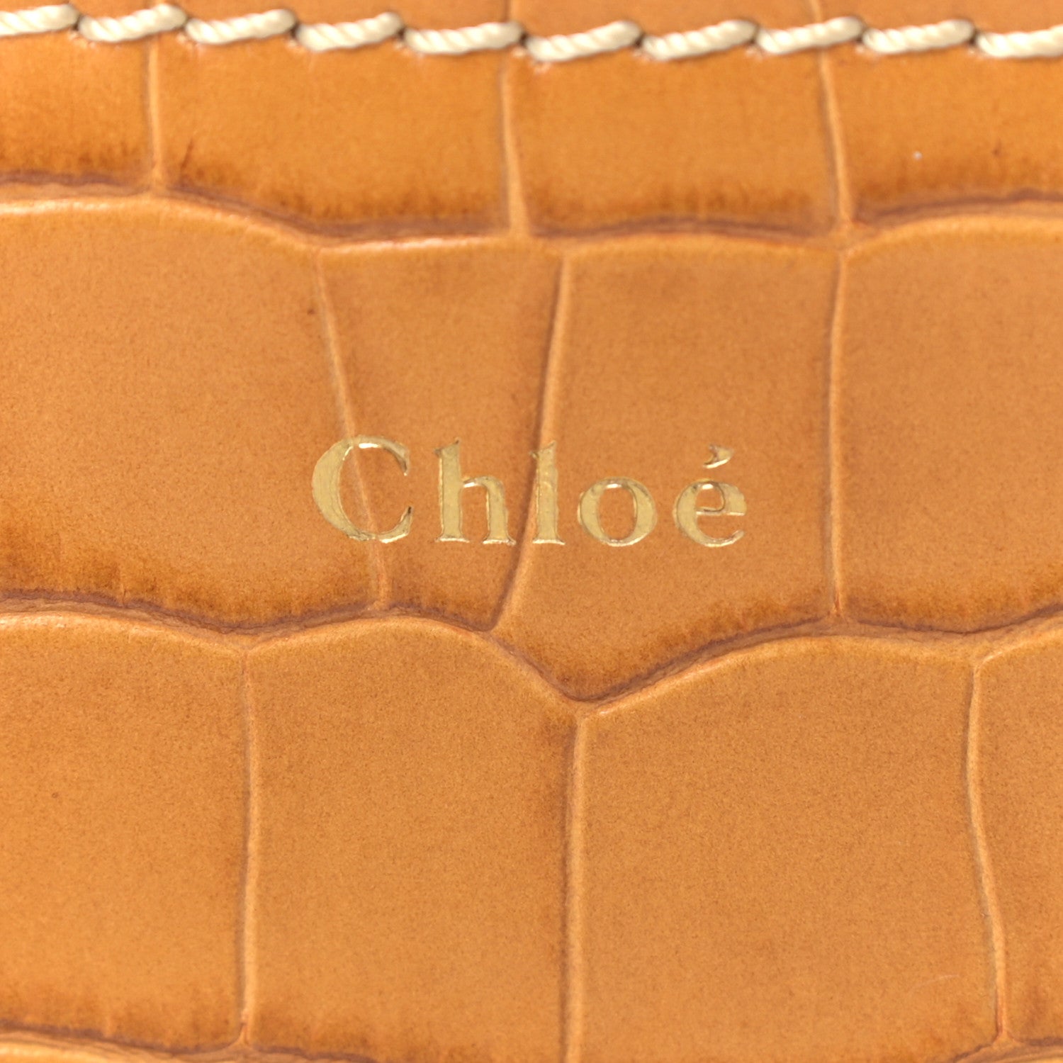 Chloe Calfskin Crocodile Embossed Small Daria Autumnal Brown 7 of 10