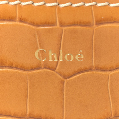 Chloe Calfskin Crocodile Embossed Small Daria Autumnal Brown 7 of 10