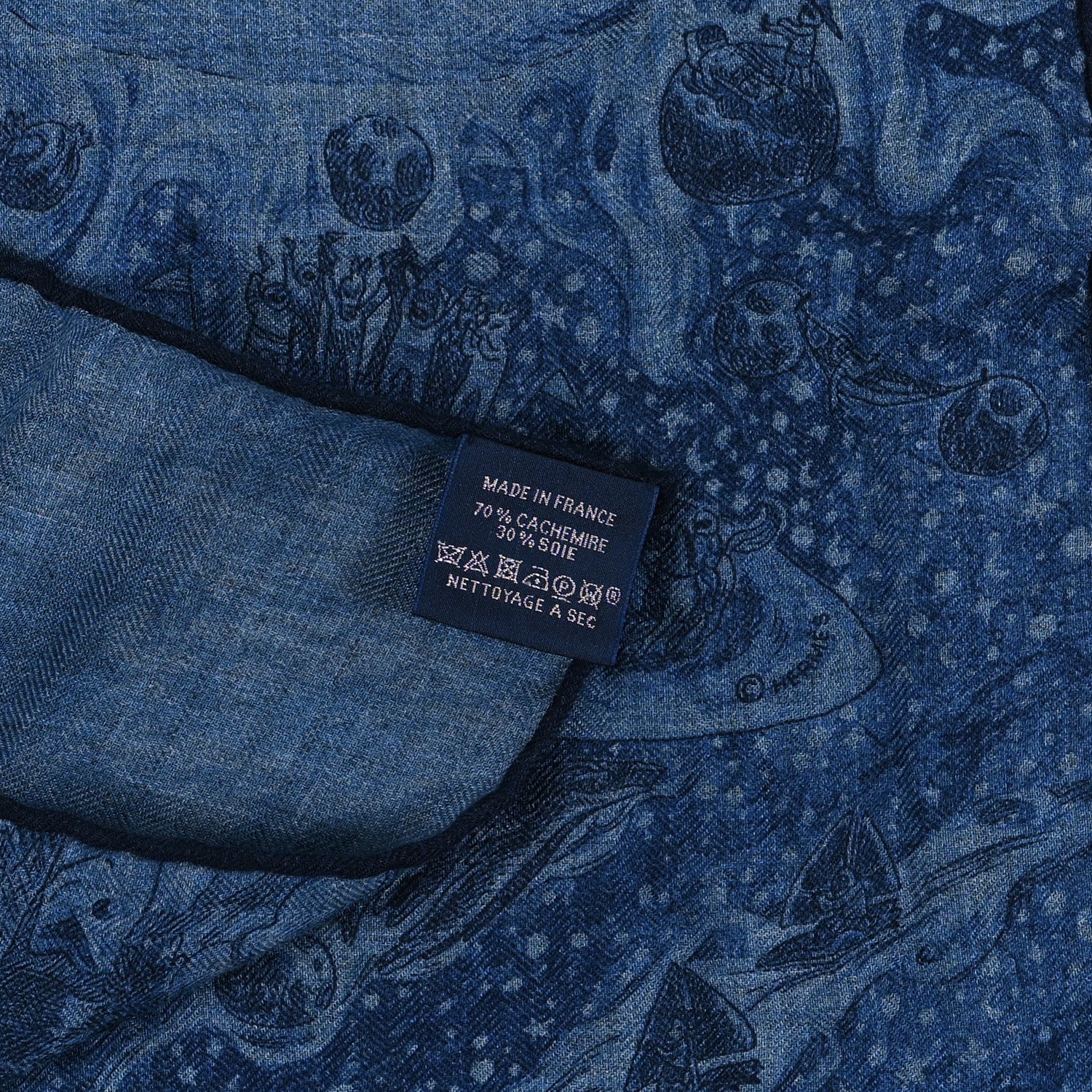 Hermes Cashmere Silk Nothing But A Dreamer Scarf 100 Bleu Chine Indigo Marine 3 of 4