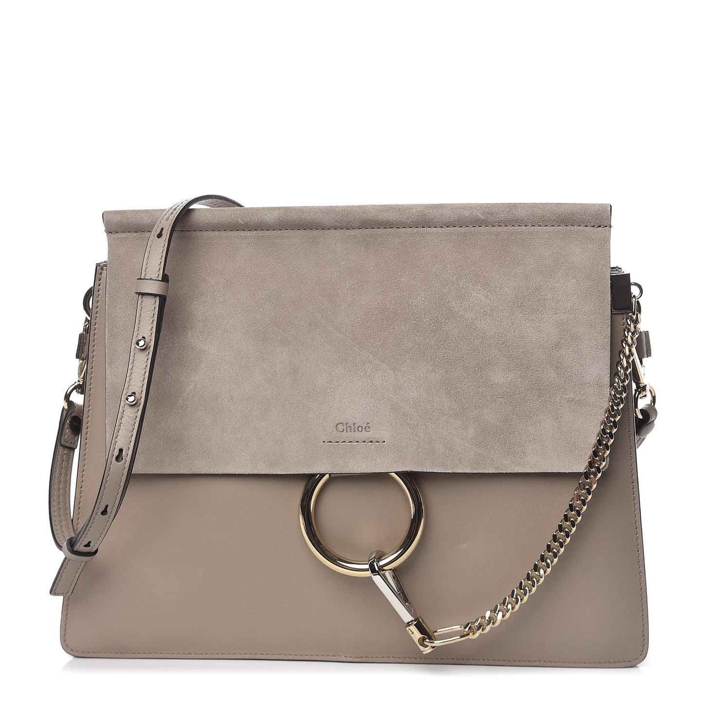 Calfskin Suede Medium Faye Shoulder Bag Motty Grey