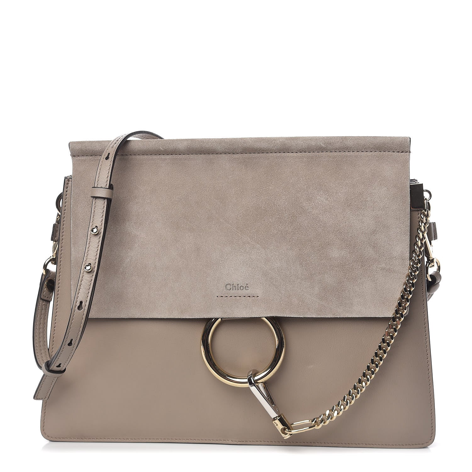 Chloe Calfskin Suede Medium Faye Shoulder Bag Motty Grey 1 of 13