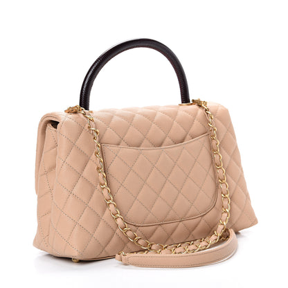 Chanel Caviar Lizard Embossed Quilted Small Coco Handle Flap Beige 2 of 10