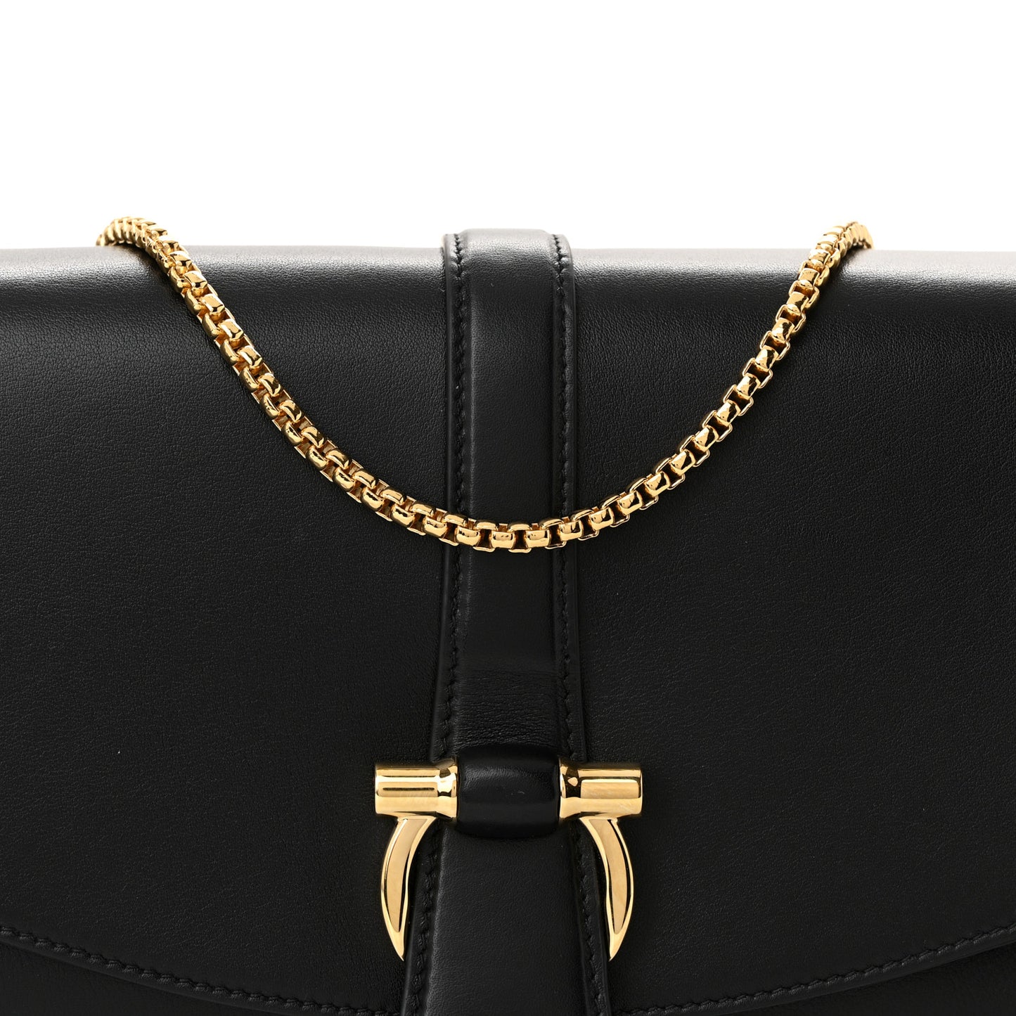 Calfskin Small Front Flap Crossbody Bag Black
