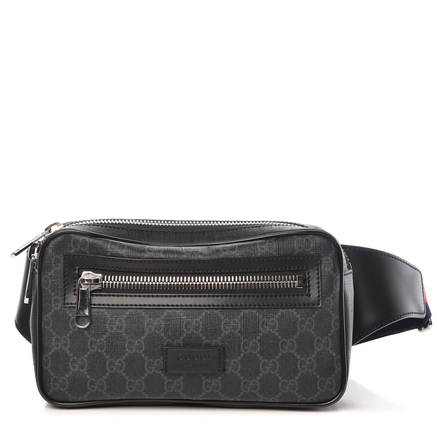Soft GG Supreme Monogram Web Belt Bag Black Grey