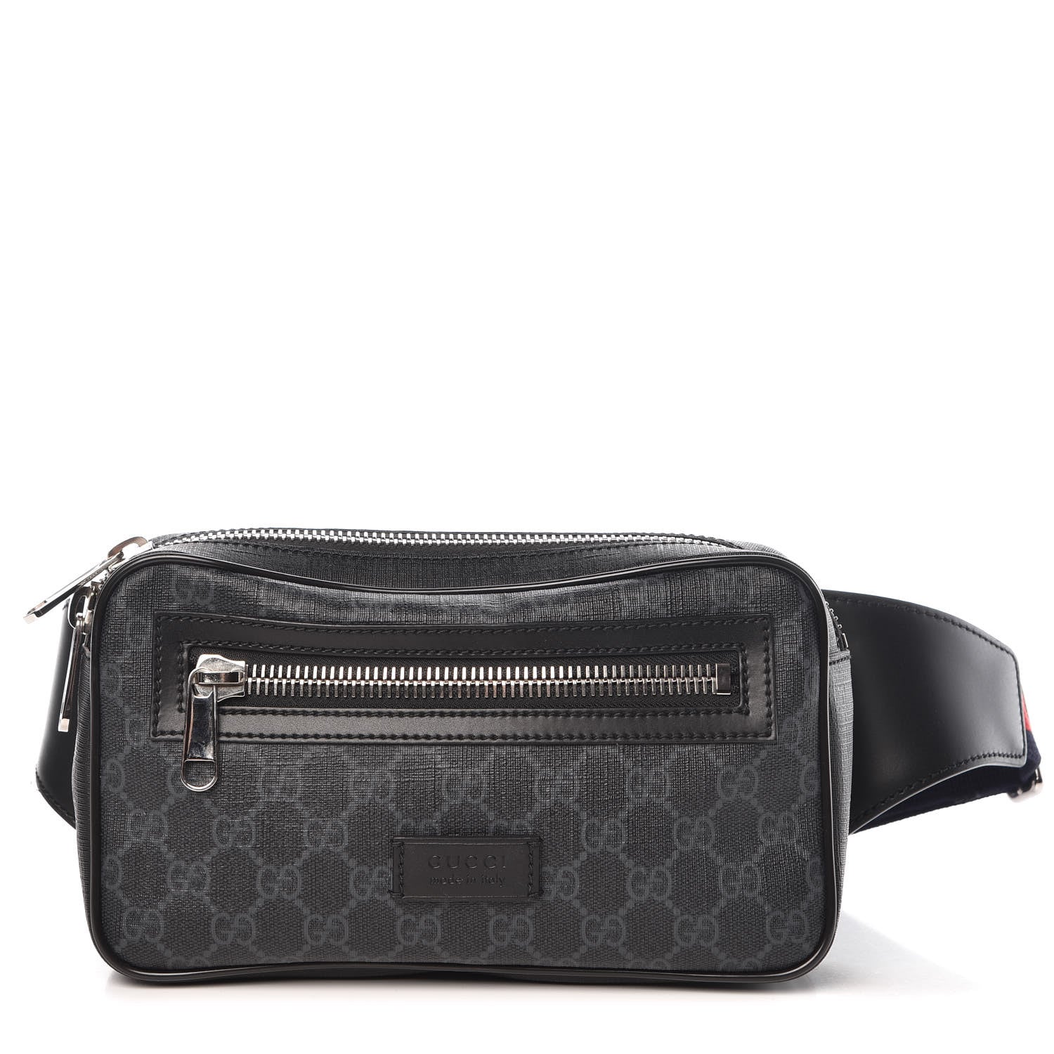 Gucci Soft GG Supreme Monogram Web Belt Bag Black Grey 1 of 9
