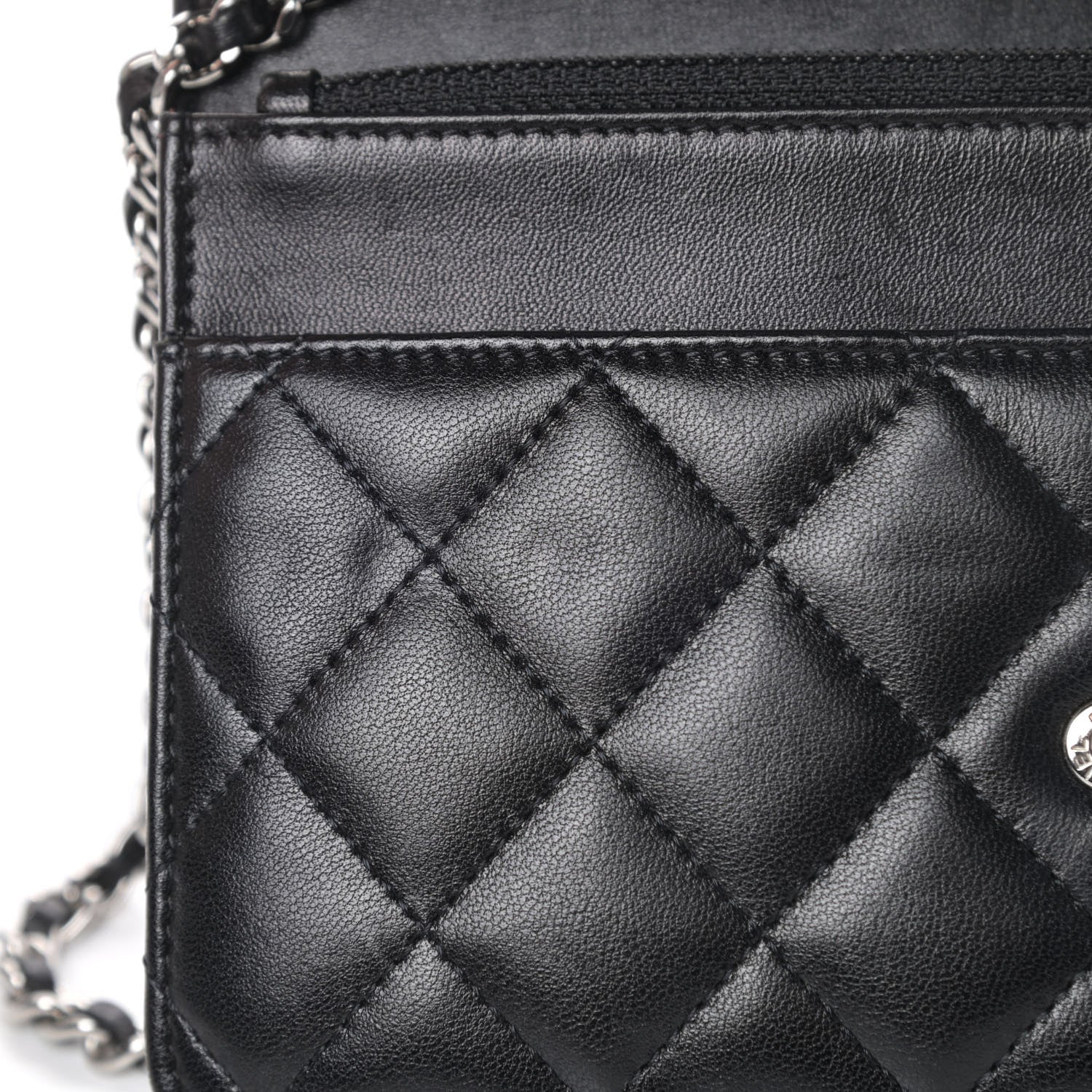 Chanel Lambskin Quilted Wallet On Chain WOC Black 12 of 14