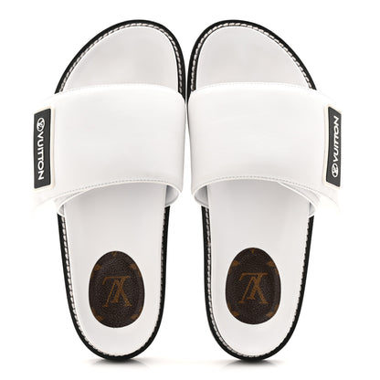 Louis Vuitton Calfskin Sunset Flat Mule Sandals 39 White 2 of 9