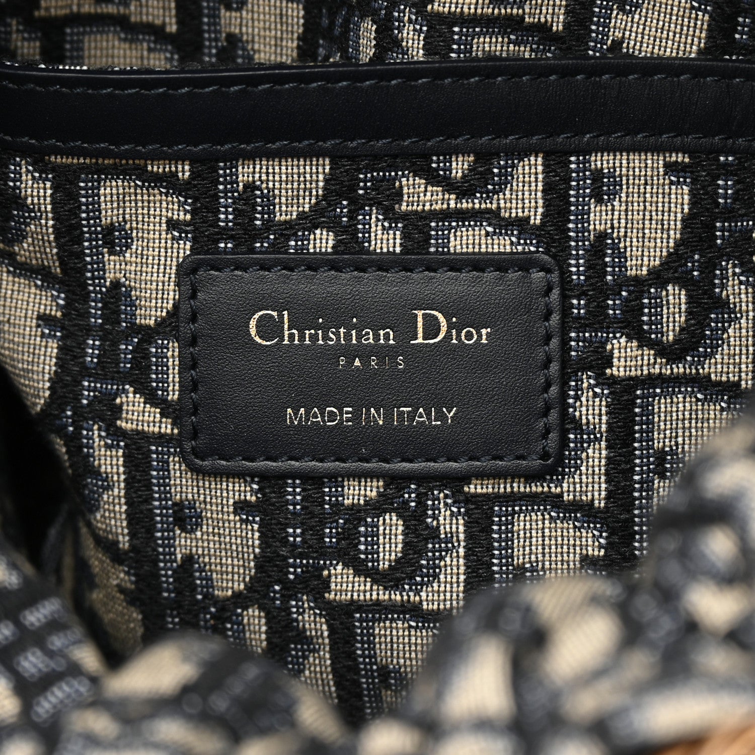 Christian Dior Wicker Oblique Drawstring Bucket Bag Blue 6 of 13