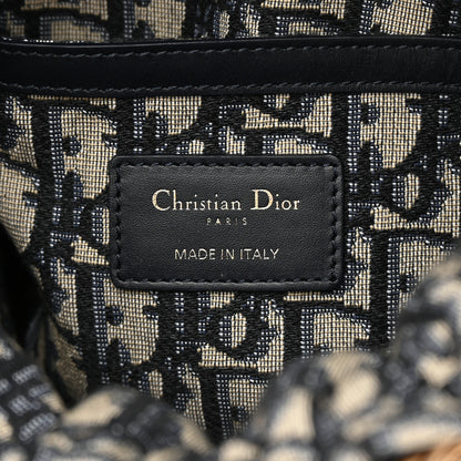 Christian Dior Wicker Oblique Drawstring Bucket Bag Blue 6 of 13