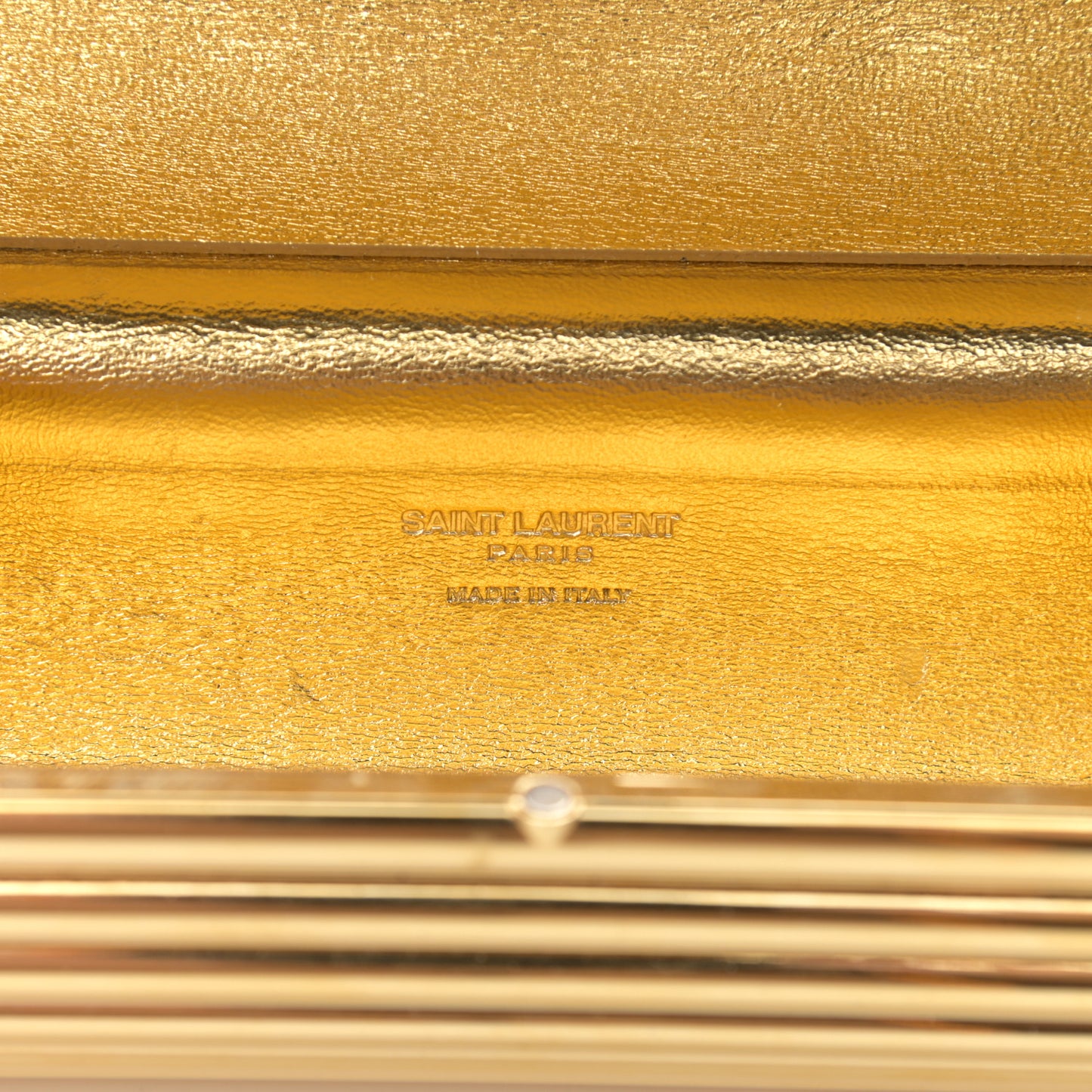 Ribbed Plexiglass Lambskin Fringe Monogram Opium Box Bag Gold