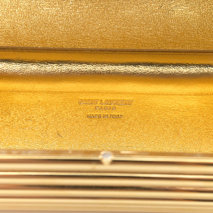 Saint Laurent Ribbed Plexiglass Lambskin Fringe Monogram Opium Box Bag Gold 6 of 10