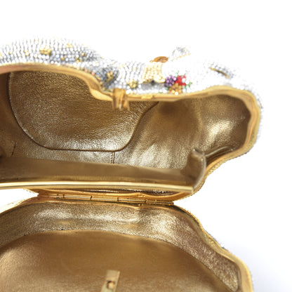 Judith Leiber Swarovski Crystal Sleeping Cat Minaudiere Clutch Silver Gold Multicolor 6 of 10