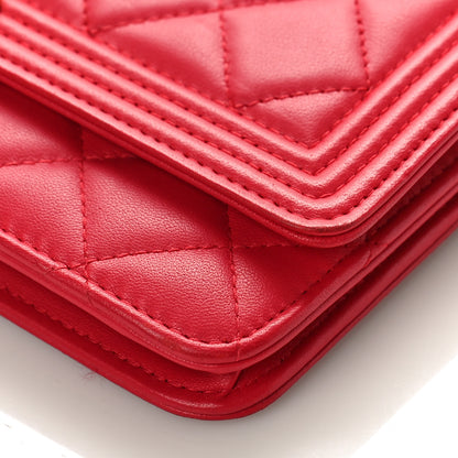 Chanel Lambskin Quilted Boy Wallet On Chain WOC Red 9 of 13