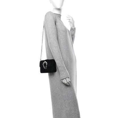 Miu Miu Velvet Matelasse Pearl Embellished Chain Black 2 of 13
