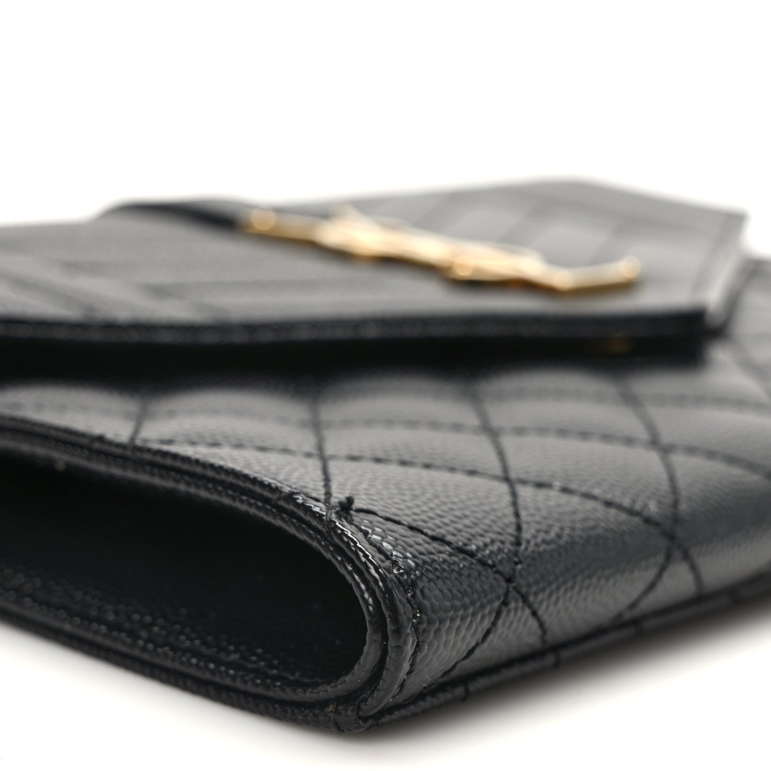 Saint Laurent Grain De Poudre Textured Mixed Matelasse Triquilt Monogram Clutch Black 8 of 11