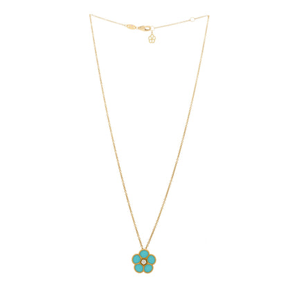 Roberto Coin 18K Yellow Gold Diamond Turquoise Daisy Pendant Necklace 3 of 5
