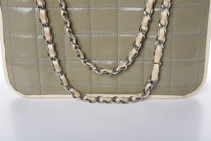 Chanel Patent Chocolate Bar Quilted Tote Khaki Beige 19 of 22