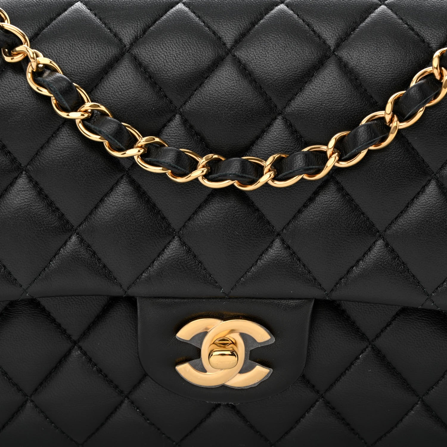 Chanel Lambskin Quilted Medium Double Flap Black 8 of 12