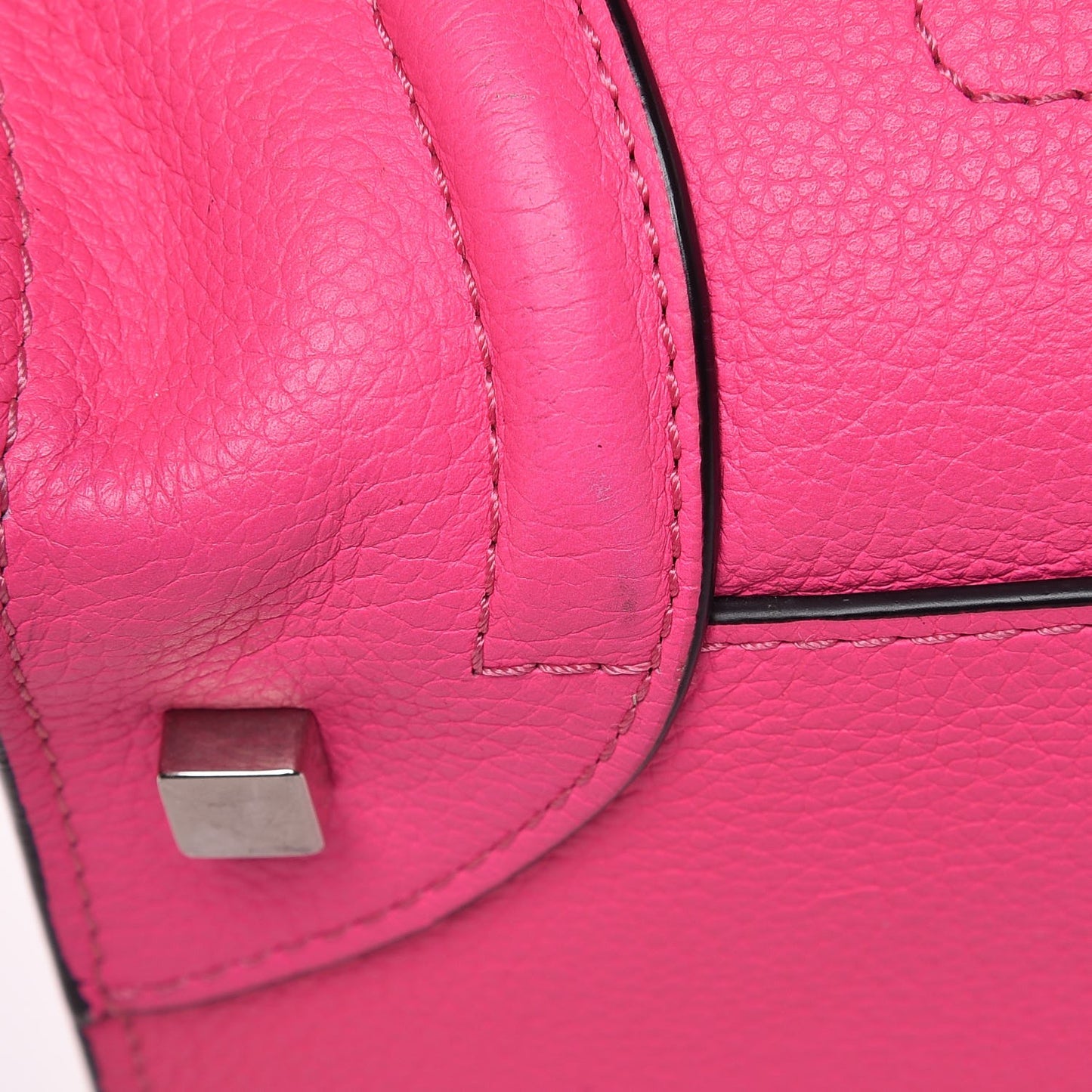 Drummed Calfskin Mini Luggage Fluo Pink