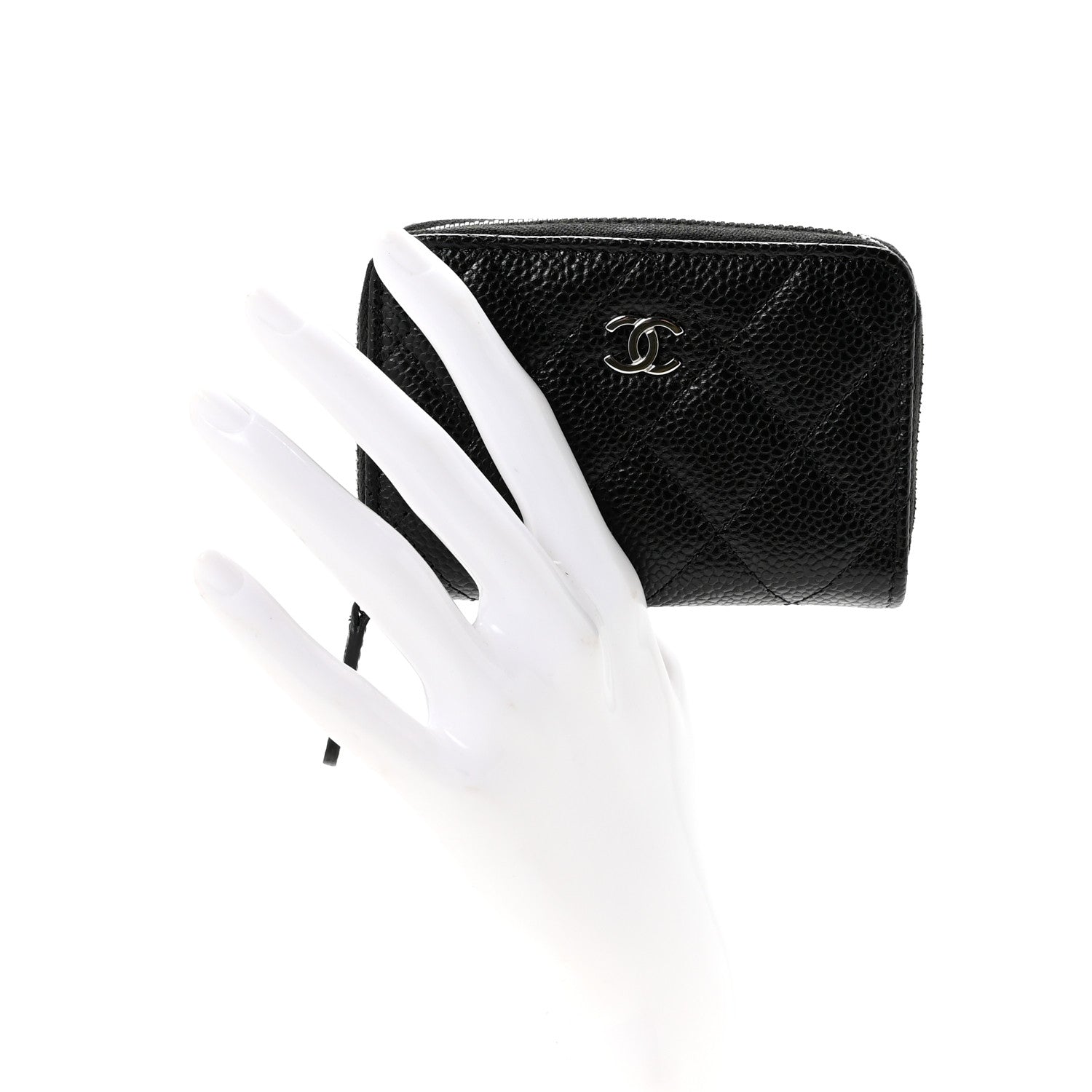 Chanel Caviar Quilted Zip Coin Purse Black 2 of 8