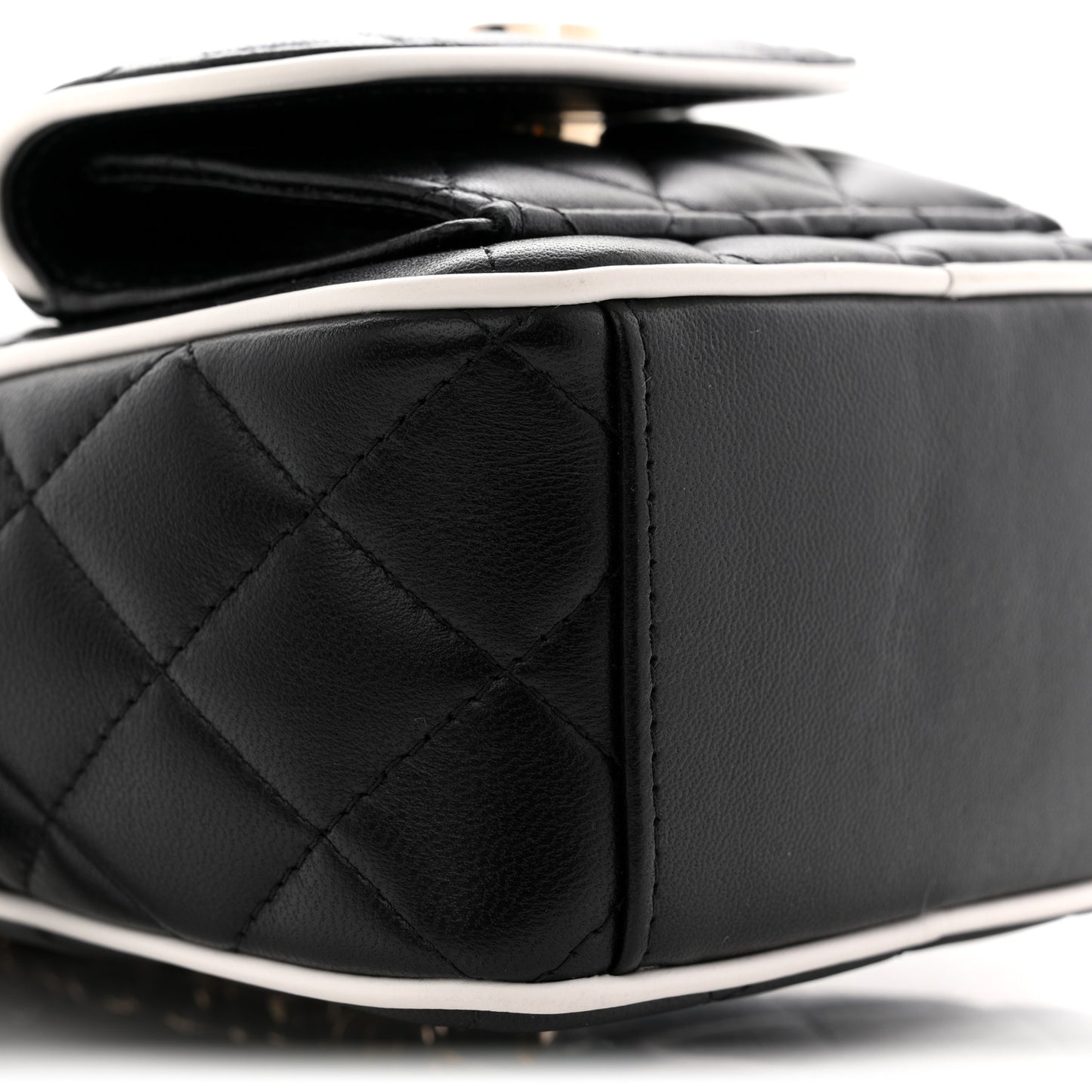 Lambskin Quilted Mini Backpack Black White