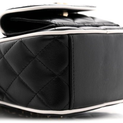 Chanel Lambskin Quilted Mini Backpack Black White 9 of 12