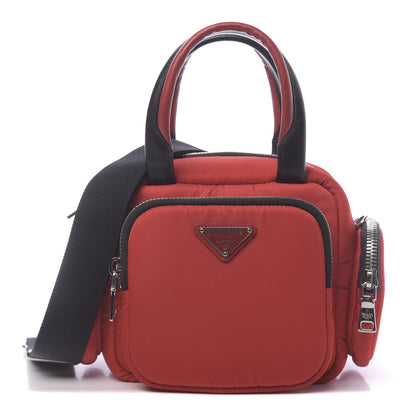 Prada Tessuto Nylon Pocket Top Handle Cargo Bag Rosso Black 1 of 9