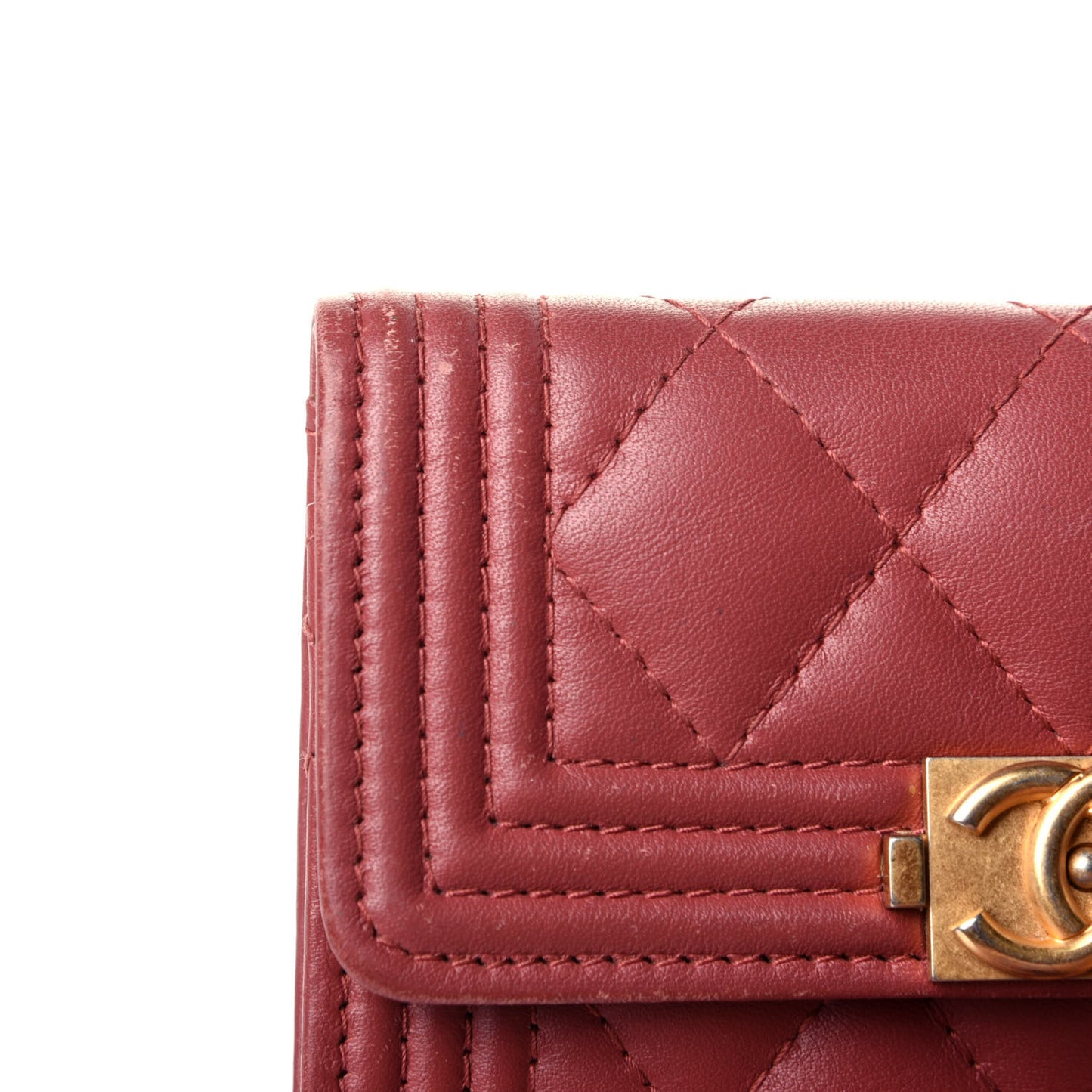 Lambskin Quilted Boy Card Holder Wallet Pink
