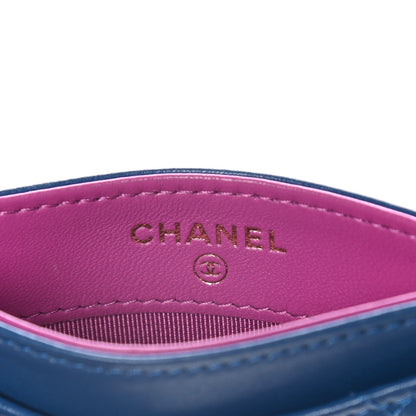 Chanel Lambskin Quilted Card Holder Blue Pink 5 of 8
