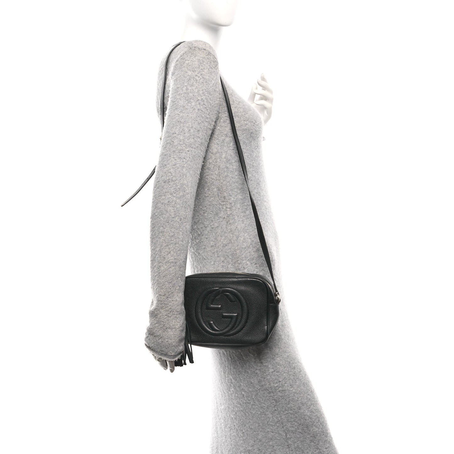 Pebbled Calfskin Small Soho Disco Bag Black