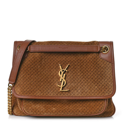 Saint Laurent Suede Monogram Medium Niki Chain Satchel Brun Clair Brun Fonce 1 of 9