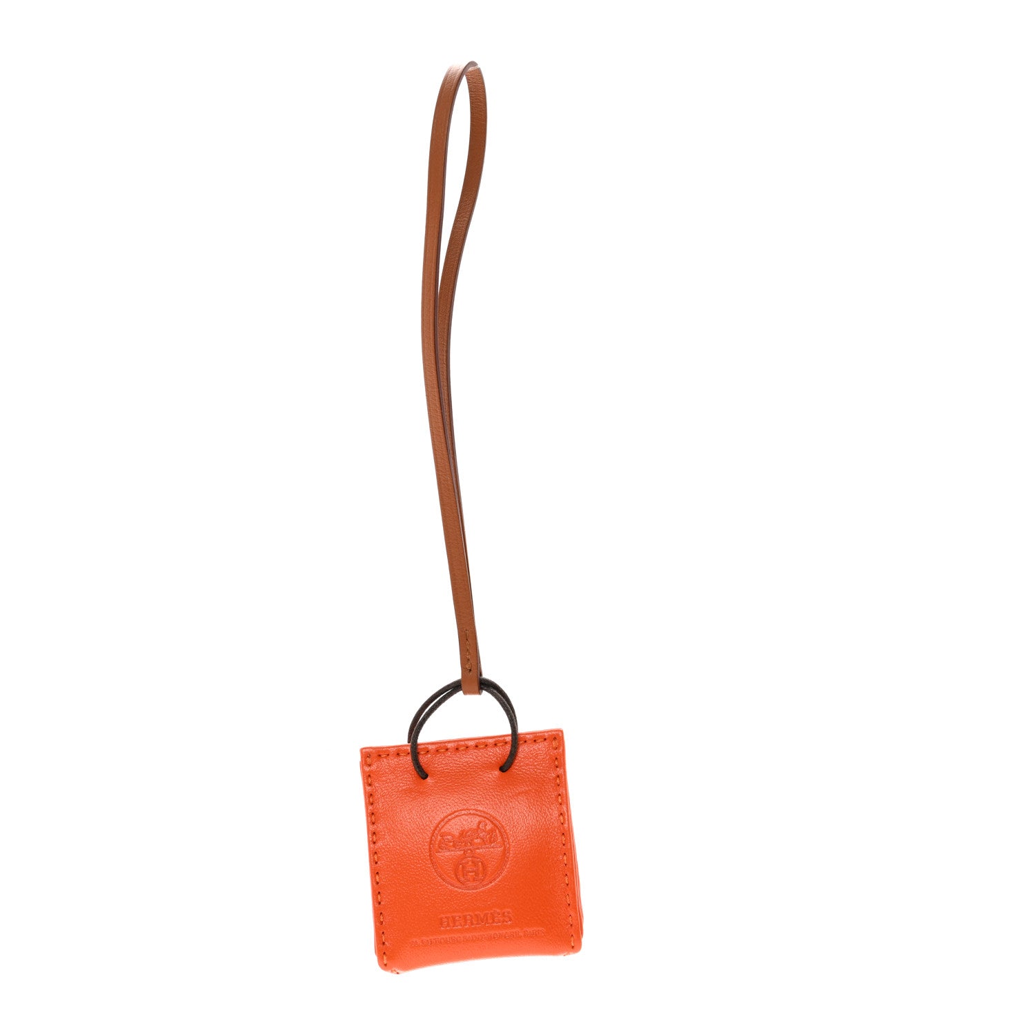 Hermes Milo Lambskin Swift Shopping Bag Charm Feu Gold 1 of 4