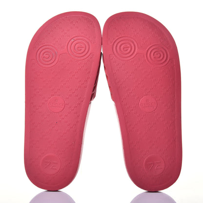 Gucci Rubber Matelasse Womens Slide Sandals 35 Hibiscus Red 5 of 8