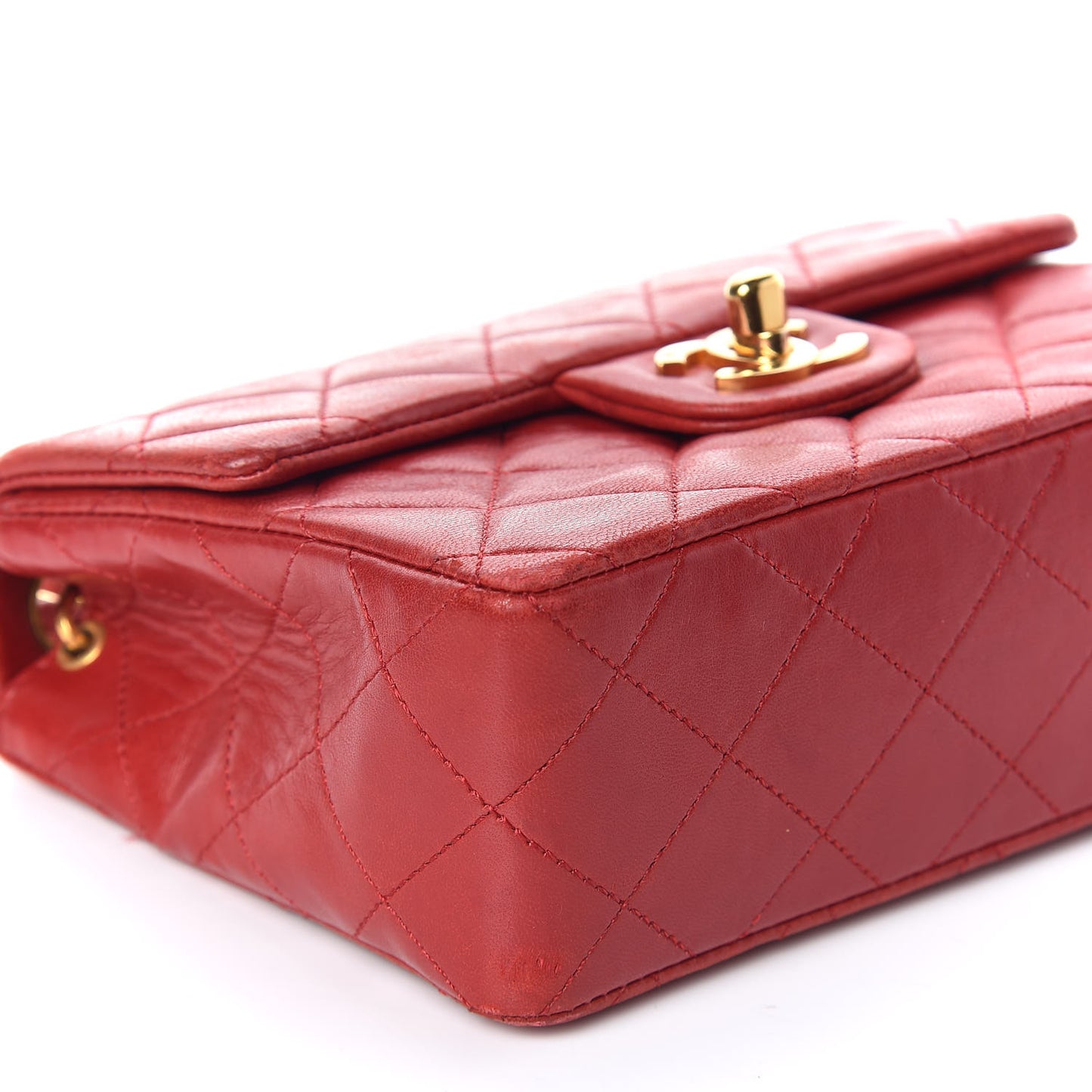 Lambskin Quilted Mini Square Flap Red