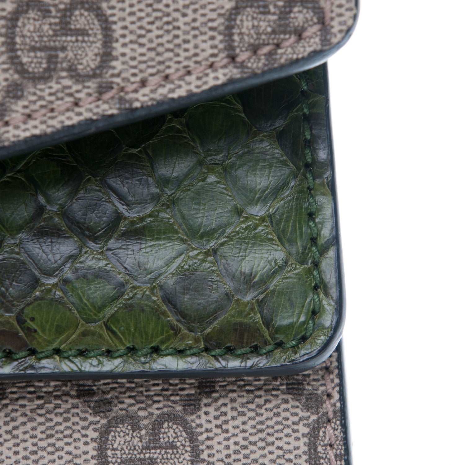 Gucci GG Supreme Monogram Python Medium Dionysus Shoulder Bag Green 8 of 13