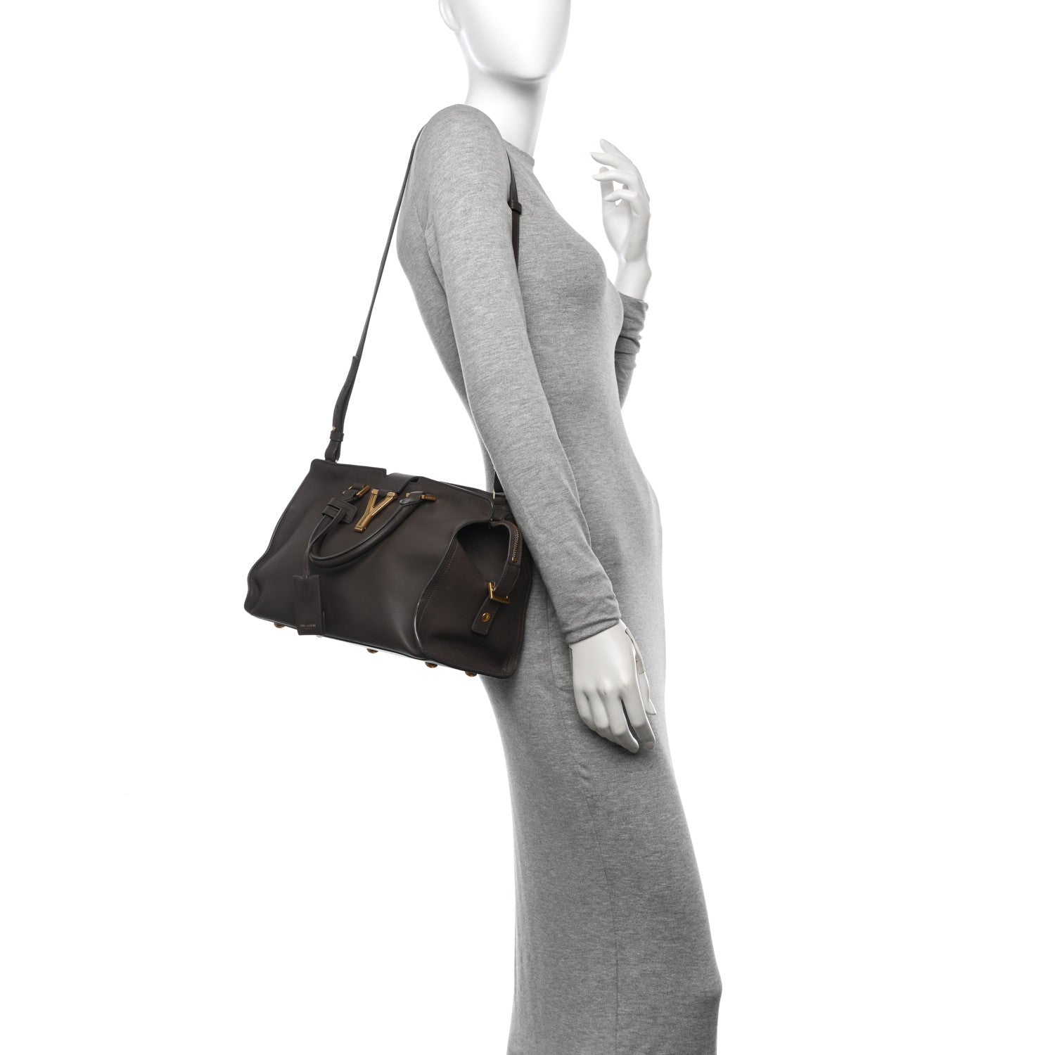 Saint Laurent Calfskin Small Classic Y Cabas Gray 2 of 12