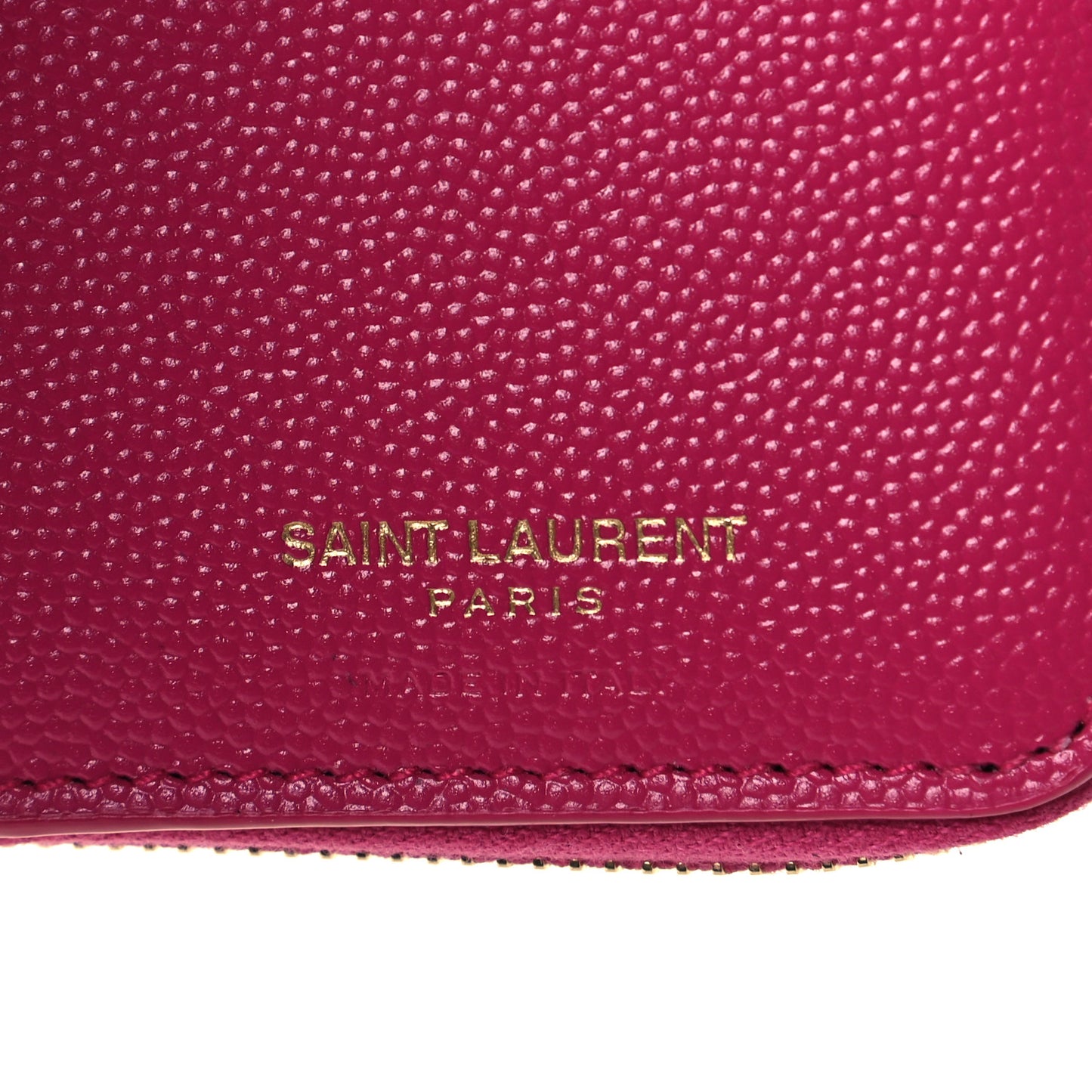 Grain De Poudre Matelasse Chevron Monogram Compact Zip Around Wallet Fuxia Couture