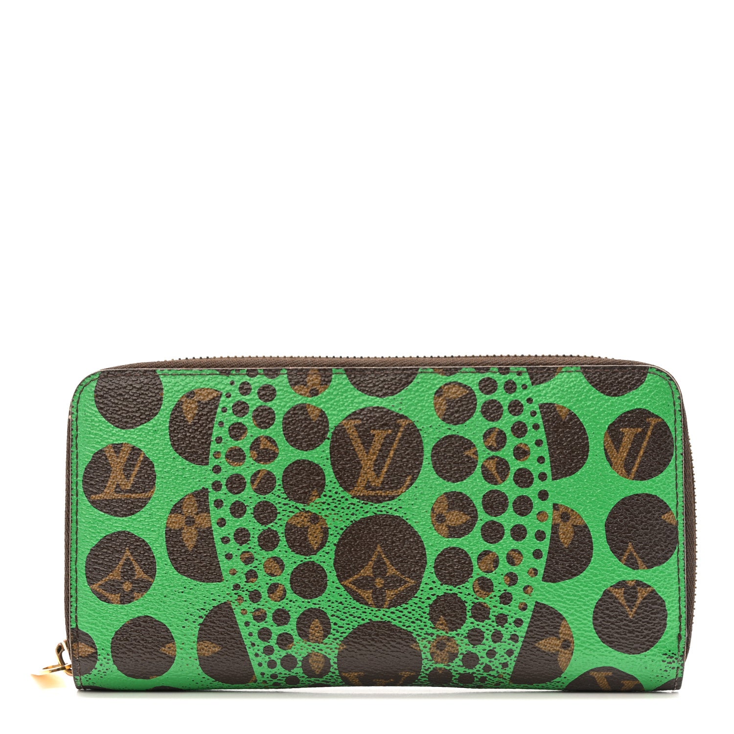 Louis Vuitton Monogram Kusama Pumpkin Dots Zippy Wallet Green 1 of 12