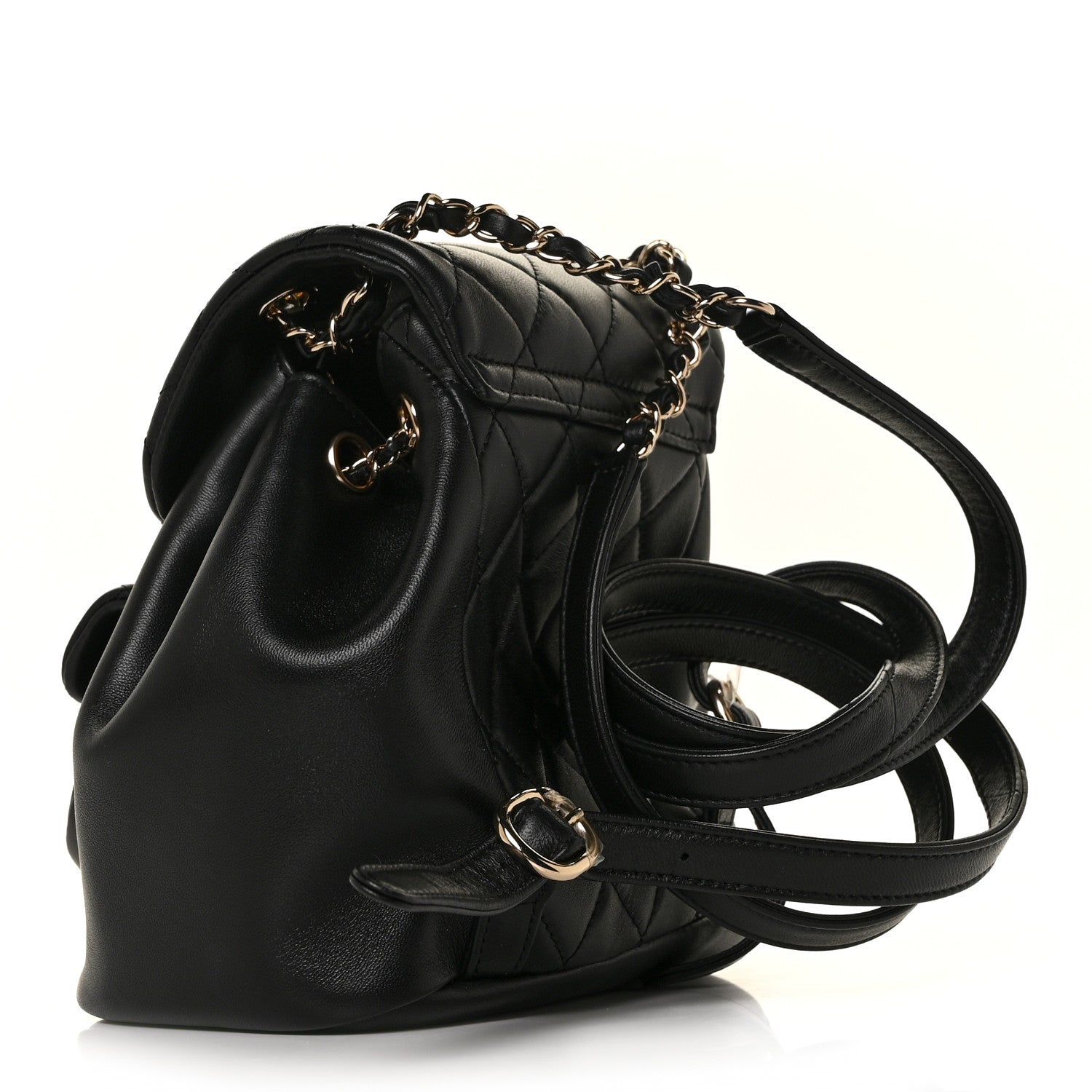 Chanel Lambskin Quilted Small Duma Drawstring Backpack Black 4 of 17