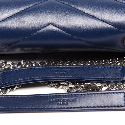 Saint Laurent Calfskin Y Quilted Monogram Medium Loulou Chain Satchel Denim Blue 13 of 16
