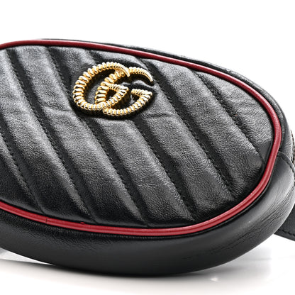 Gucci Azalea Calfskin Matelasse Diagonal Torchon GG Marmont Belt Bag 85 34 Black Romantic Cerise 11 of 12