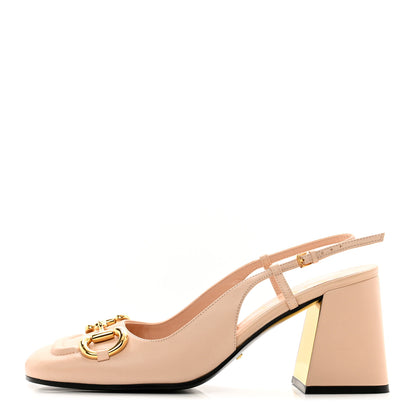 Gucci Malaga Kid Horsebit 75mm Slingback Pumps 38.5 Skin Rose 1 of 8