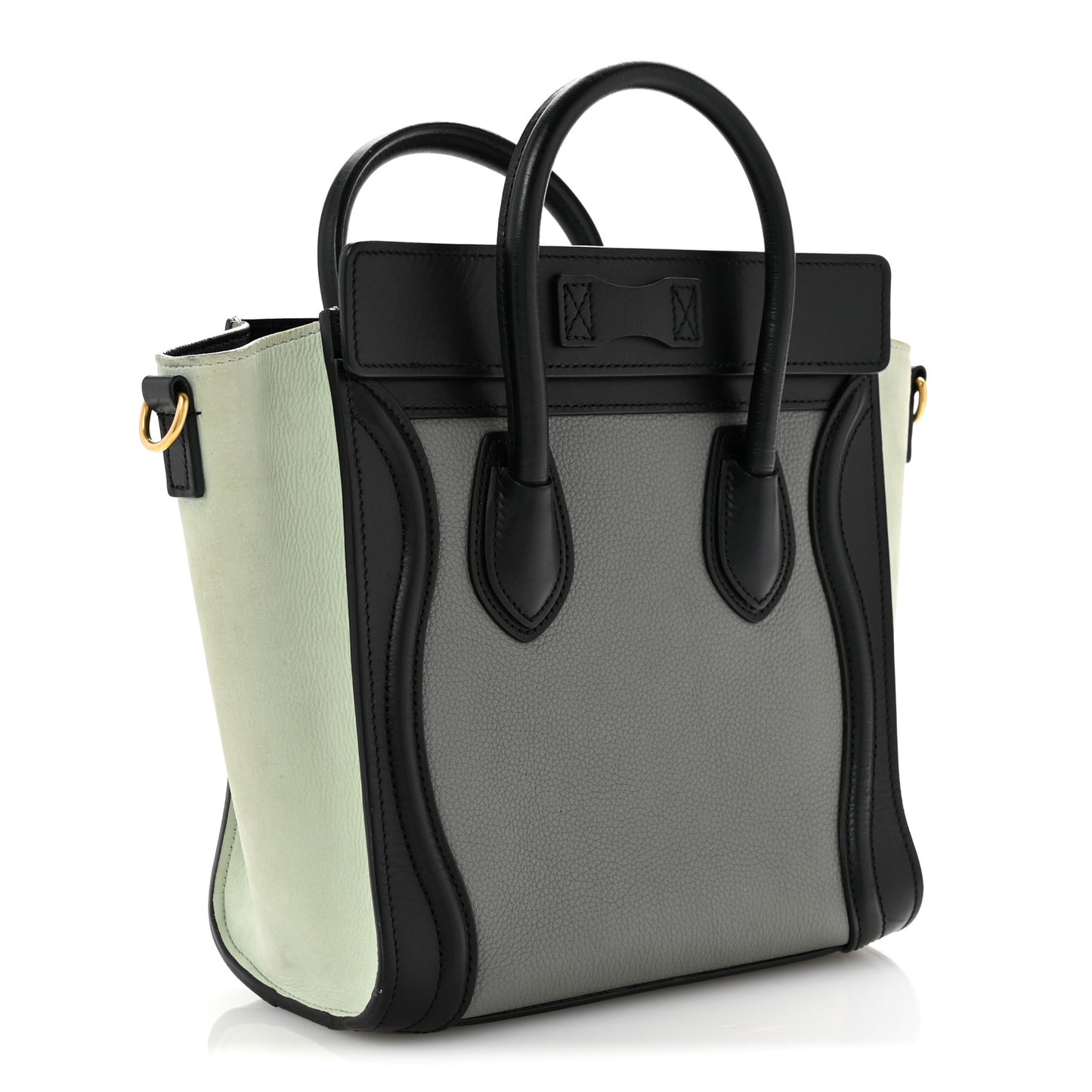Baby Grained Calfskin Nano Tri-Color Luggage Zinc Almond