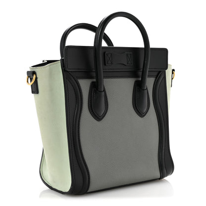 Celine Baby Grained Calfskin Nano Tri-Color Luggage Zinc Almond 3 of 12